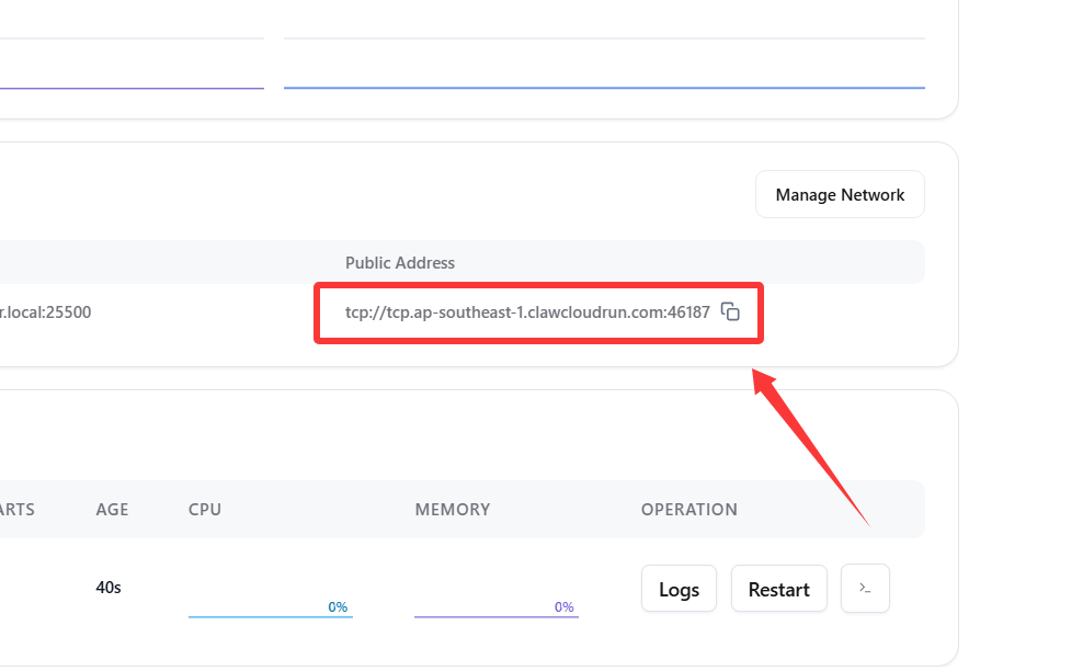 记录下分配的域名端口备用